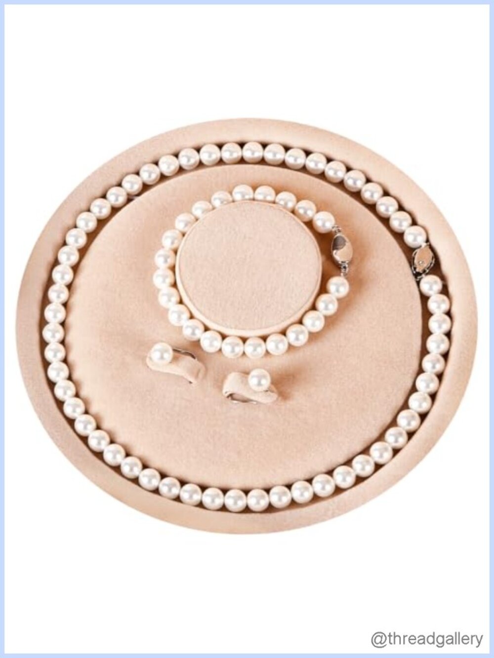 Pearl Necklace Set with Bracelet & Earrings, Sterling Silver 925